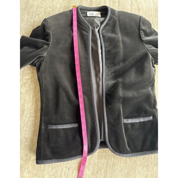 Vintage Butte Womens Black Velvet Open-Front Blazer Modern Size Large - Picture 8 of 9
